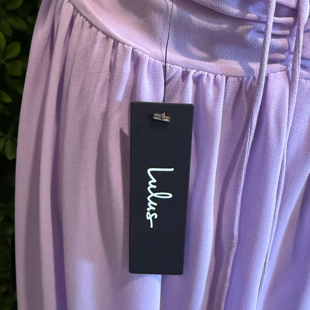 NWT- Soiree Celebration Purple Ruffled Lace-Up Dress - Picture 13 of 16